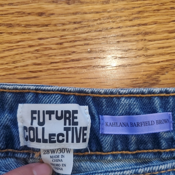NWT Future Collective Kahlana Barfield Brown Asymmetrical Mini Skirt 28W/30W - Picture 7 of 8